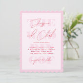 Retro Roze & Rode Typografie Script Eenvoudige bru Kaart (Staand voorkant)
