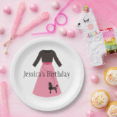 Retro Roze Roeblaadje Papieren Bordje (Feest)