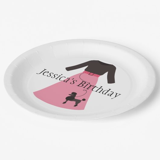 Retro Roze Roeblaadje Papieren Bordje (Gekanteld)