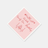 Retro Roze Rood 21e Hand Getrokken Taart Boog Verj Servet (Hoek)