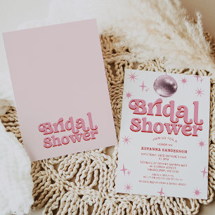 Retro Roze Rood Disco Ball Vrijgezellenfeest Kaart