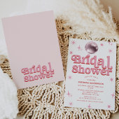 Retro Roze Rood Disco Ball Vrijgezellenfeest Kaart