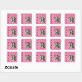 Retro Roze Rood Foto Afstuderen Dank u Vierkante Sticker (Vel)