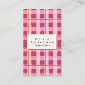 Retro Roze Rood Geruit Quirky Boho Girly Fun Visitekaartje (Voorkant)