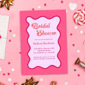 Retro Roze Rood Golvend Vrijgezellenfeest Kaart