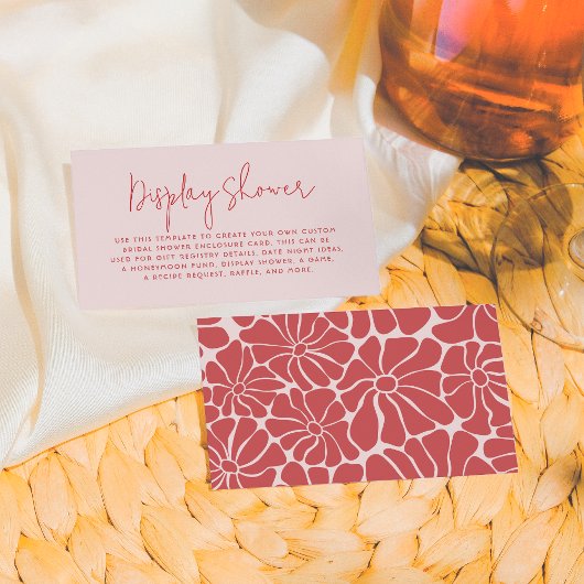 Retro Roze & Rood Groovy Bruidsbrunch Informatiekaartje