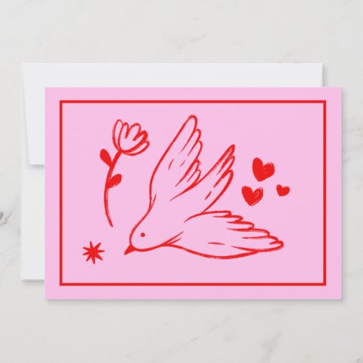 Retro roze & rood handgeschreven huwelijk weet de  save the date (Achterkant)