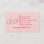 Retro Roze Rood Handgeschreven Teken Boho Unieke G Visitekaartje (Achterkant)
