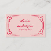 Retro Roze Rood Handgeschreven Teken Boho Unieke G Visitekaartje (Voorkant)