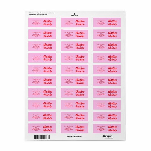 Retro Roze &Rood handschrift bruiloft label (Full Sheet)