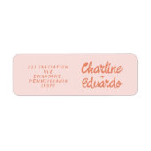 Retro Roze &Rood handschrift bruiloft label (Voorkant)