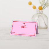 Retro Roze Rood Handschrift Bruiloft Plaats Kaart Plaatskaartje (Voorkant)