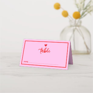 Retro Roze Rood Handschrift Bruiloft Plaats Kaart Plaatskaartje
