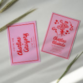 Retro Roze Rood Handschrift Bruiloft Save the Date Kaart
