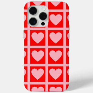 Retro Roze rood hartonderzoek Y2K-patroon iPhone 15 Pro Max Hoesje