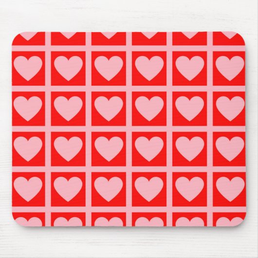 Retro Roze rood hartonderzoek Y2K-patroon Muismat (Voorkant)