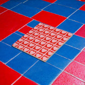 Retro Roze rood hartonderzoek Y2K-patroon Tegeltje