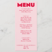 Retro Roze Rood Helder Funky Bold Modern Bruiloft Menu (Voorkant)