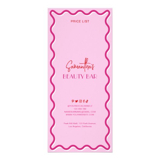 Retro Roze & Rood Make-up Kunstenaar Schoonheid Pr Reclamekaart (Achterkant)