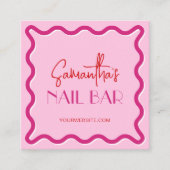 Retro Roze & Rood Moderne Lash Salon Make-up Artie Klantenkaartje (Voorkant)