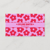 Retro Roze Rood QR Code Groovy Bloem Boho Meisjesa Visitekaartje (Voorkant)
