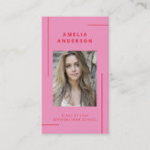 Retro Roze Rood Typografie Foto Afstuderen Visitekaartje (Voorkant)