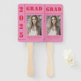 Retro Roze Rood Typografie Foto Graduation Party Handwaaier
