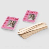 Retro Roze Rood Typografie Foto Graduation Party Handwaaier (Niet-gemonteerd)