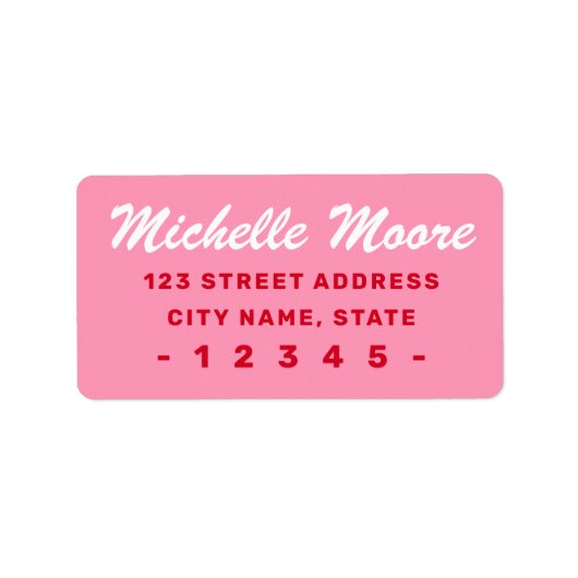 Retro roze rood vet retouradres etiket (Voorkant)