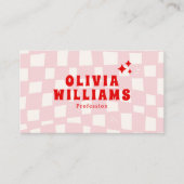 Retro Roze Rood Vetgedrukte Groovy QR Code Girly G Visitekaartje (Voorkant)