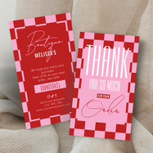Retro Roze & Rood Zakelijk Bedankt Korting