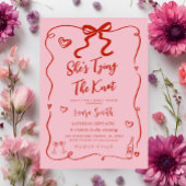 Retro roze rood Ze bindt het knoop Vrijgezellenfee Kaart