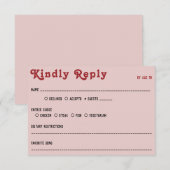 Retro Roze Rood & Zwart Bruiloft RSVP Kaartje (Voorkant / Achterkant)