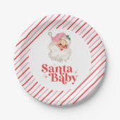 Retro Roze Santa Baby kerst baby shower Papieren Bordje (Voorkant)