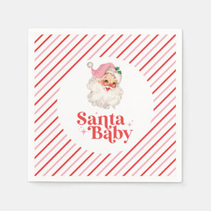 Retro Roze Santa Baby kerst baby shower Servet