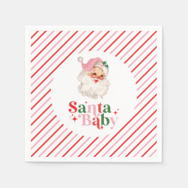 Retro Roze Santa Baby kerst baby shower Servet