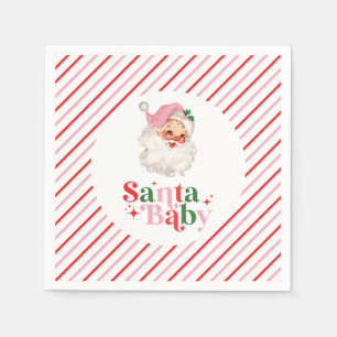 Retro Roze Santa Baby kerst baby shower Servet