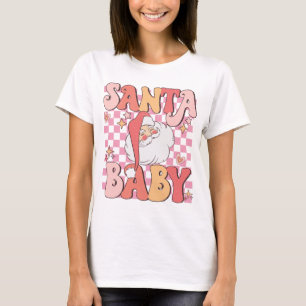 Retro  Roze Santa Baby Kerstmis T-shirt