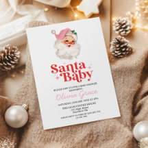 Retro Roze Santa Baby Vakantie Baby shower