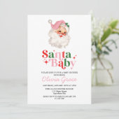 Retro Roze Santa Baby Vakantie Baby shower Kaart (Staand voorkant)
