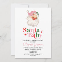 Retro Roze Santa Baby Vakantie Baby shower