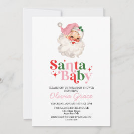 Retro Roze Santa Baby Vakantie Baby shower Kaart