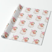 Retro Roze Santa Cadeaupapier (Uitgerold)