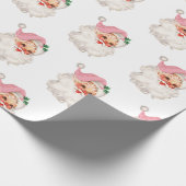 Retro Roze Santa Cadeaupapier (Hoek)
