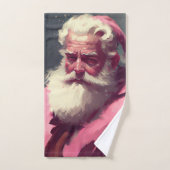 Retro  roze Santa Claus - Oil Paint Faux Ca Bad Handdoek (Handdoek)