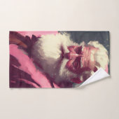Retro  roze Santa Claus - Oil Paint Faux Ca Bad Handdoek (Handdoek)