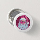 Retro roze santa claus ronde button 3,2 cm (Voorkant /achterkant)