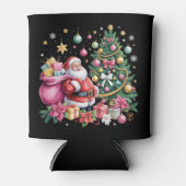 Retro Roze Santa Coquette Kerst Schattigee Boommei Blikjeskoeler (Voorkant)