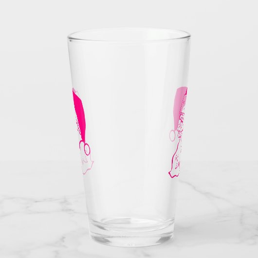 Retro Roze Santa Glas (Rechts)