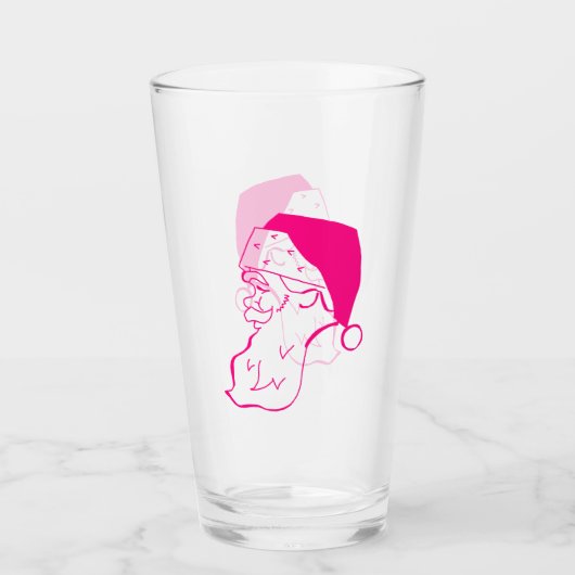 Retro Roze Santa Glas (Voorkant)